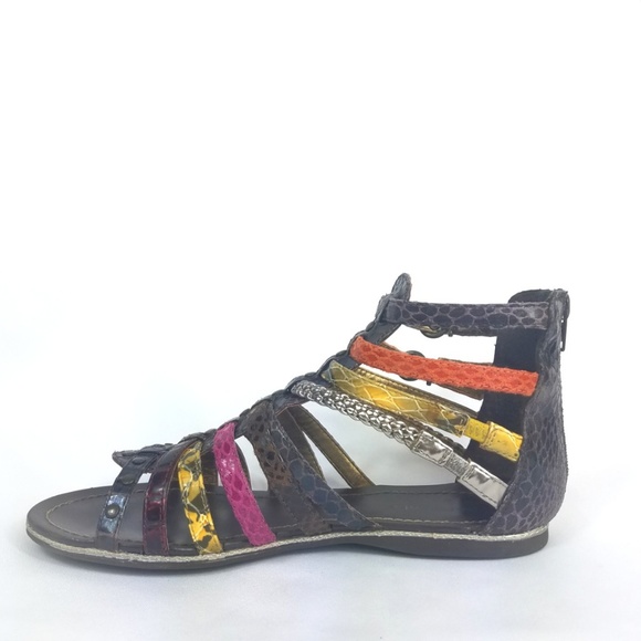 multi colored gladiator sandals